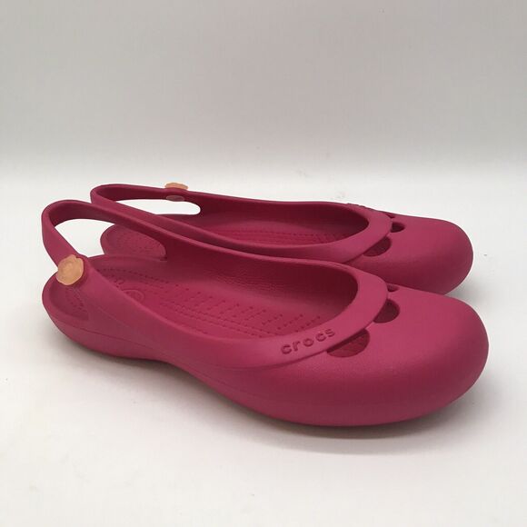 Crocs Jayna Slingback Flats Women's size 7 Fushia Pink Sandals Slip On Shoes - Picture 1 of 11